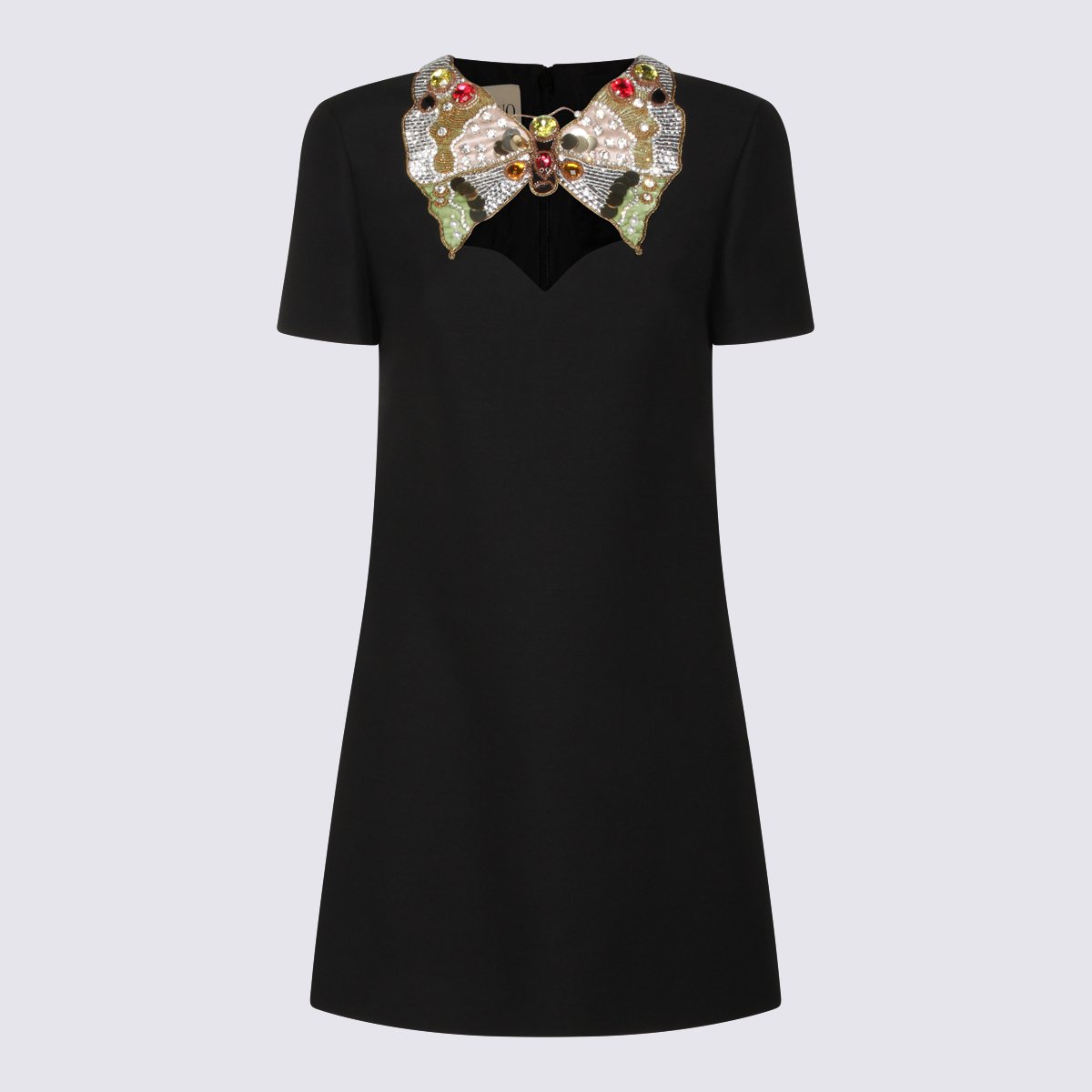 Valentino Black Wool Blend Dress Zwart