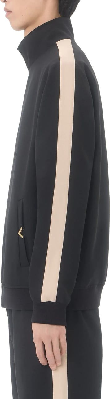 Valentino Black Jersey Sweatshirt Vgold Polyester Jacket Zwart