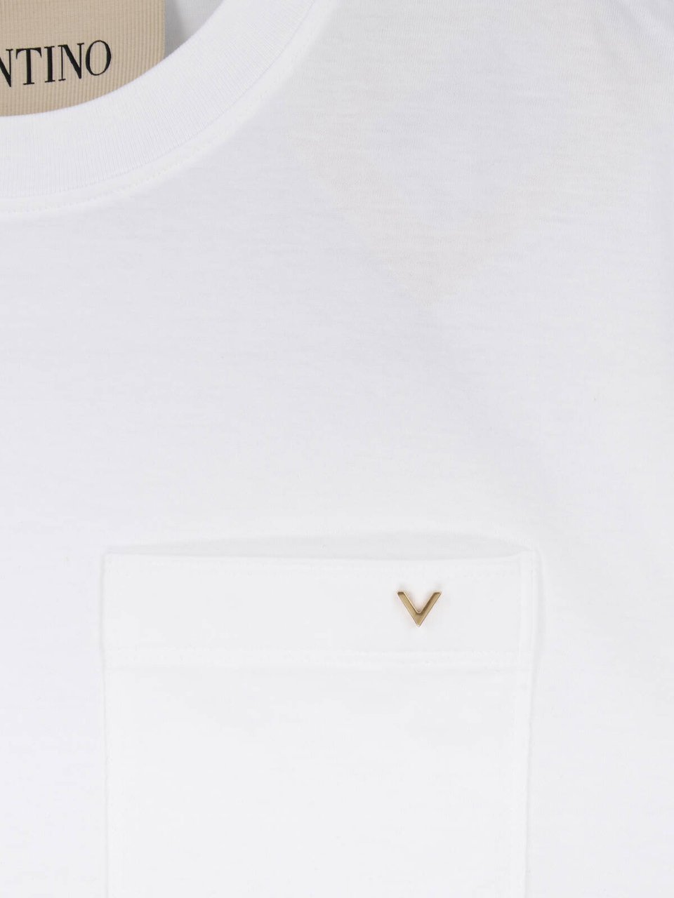 Valentino White Gold-tone Logo Cotton T-shirt Wit