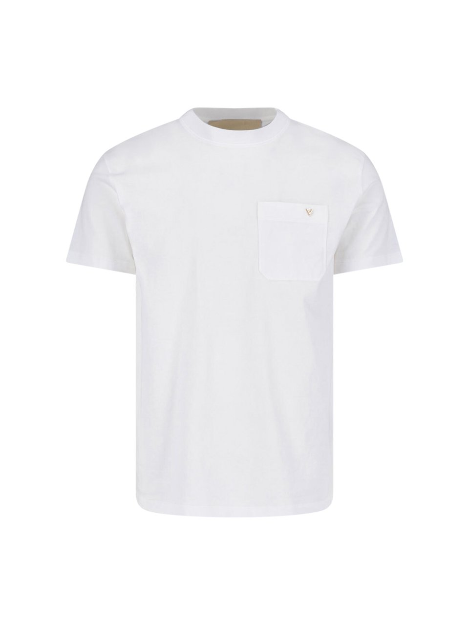 Valentino White Gold-tone Logo Cotton T-shirt Wit