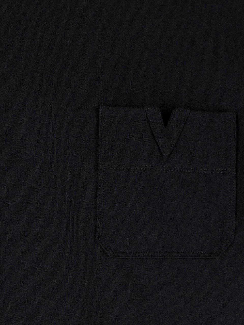 Valentino Black V Detail Minimalist Cotton T-shirt Zwart