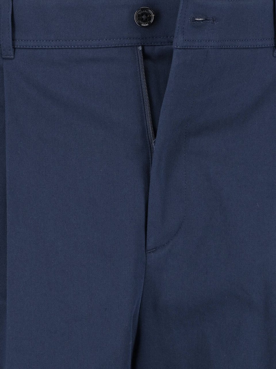 Valentino Navy Mid-Rise Tailored Cotton Trousers Blauw