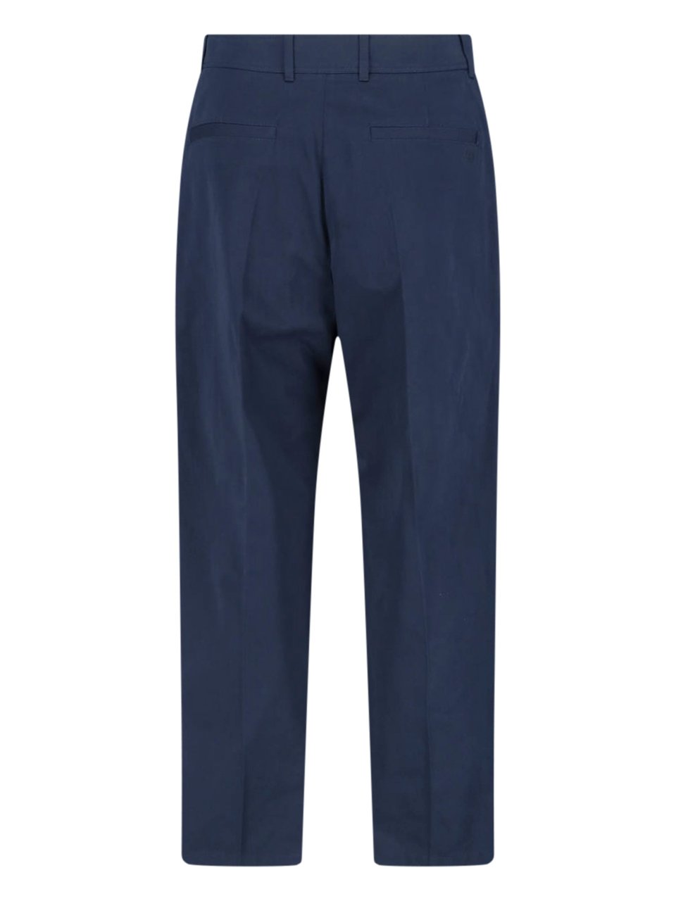 Valentino Navy Mid-Rise Tailored Cotton Trousers Blauw
