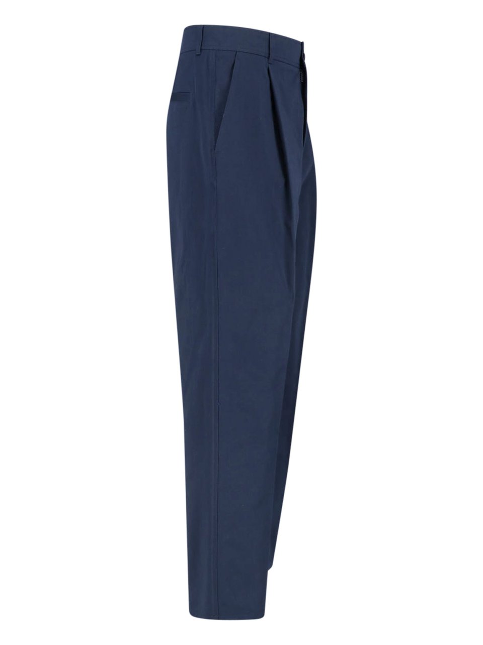 Valentino Navy Mid-Rise Tailored Cotton Trousers Blauw