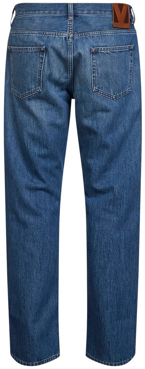 Valentino Medium Blue Straight-Leg Five-Pocket Denim Jeans Groen