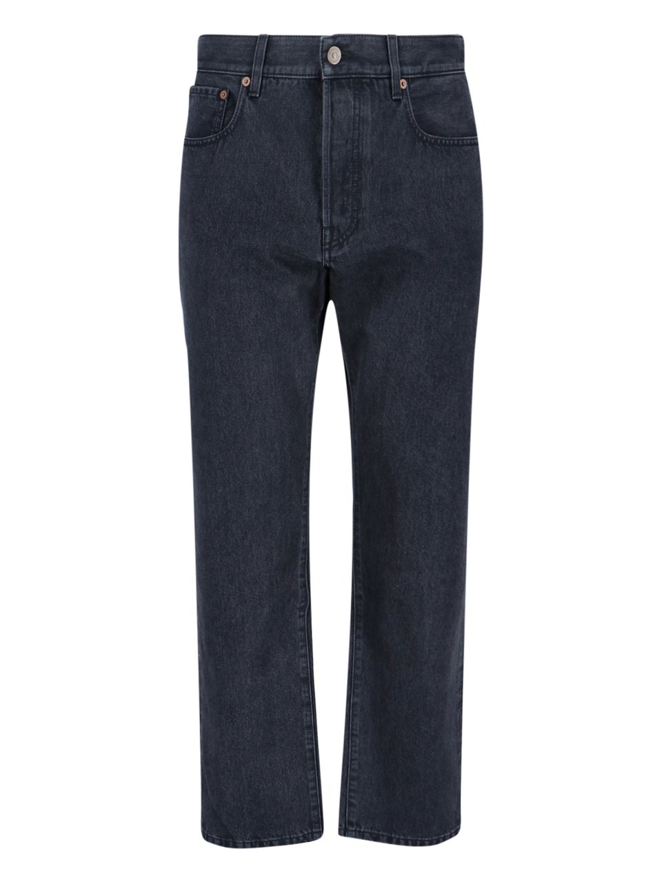 Valentino Straight-Leg Black Denim Jeans with Logo Patch Blauw