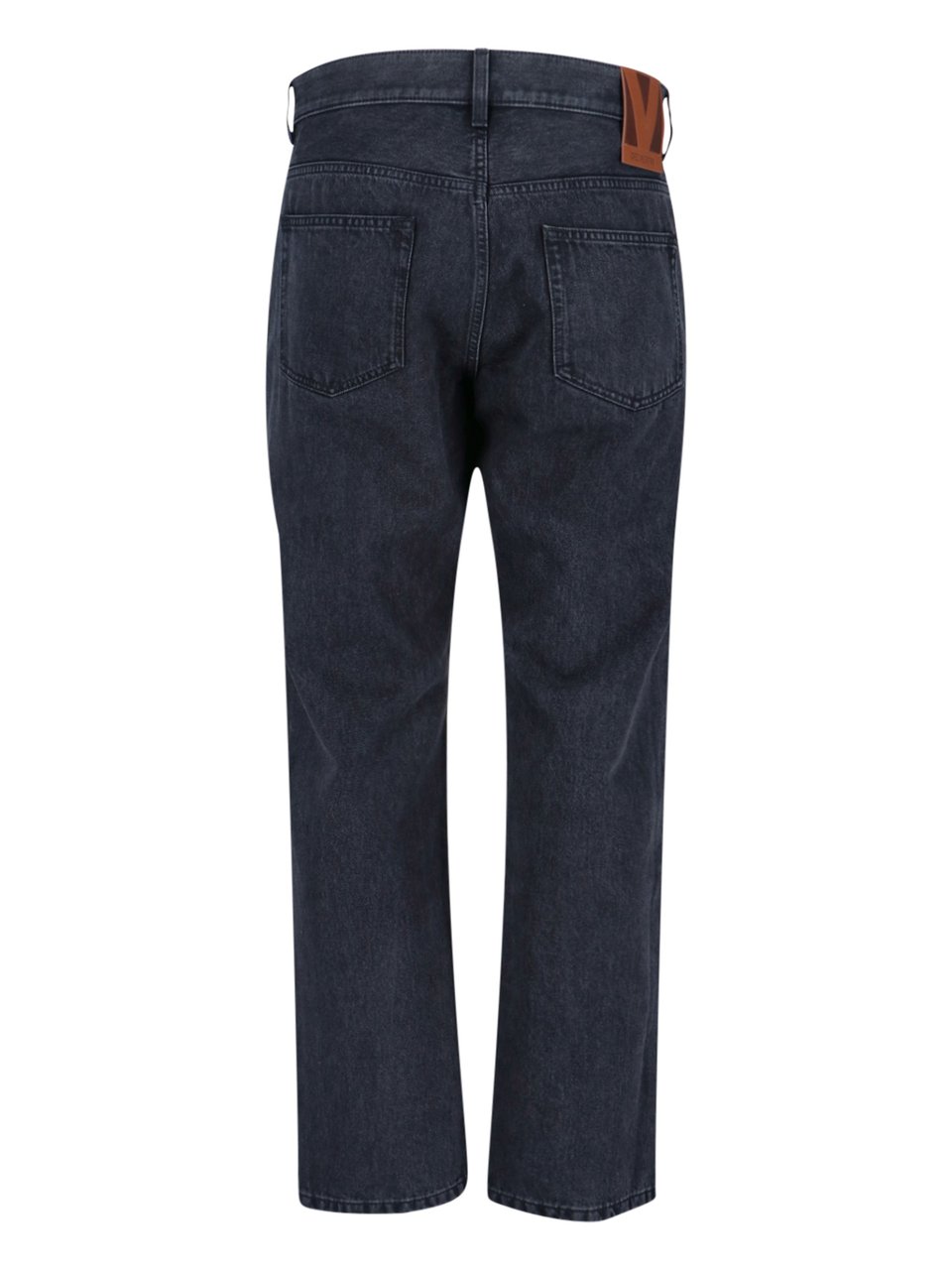 Valentino Straight-Leg Black Denim Jeans with Logo Patch Blauw