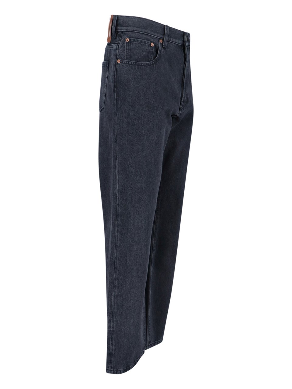 Valentino Straight-Leg Black Denim Jeans with Logo Patch Blauw