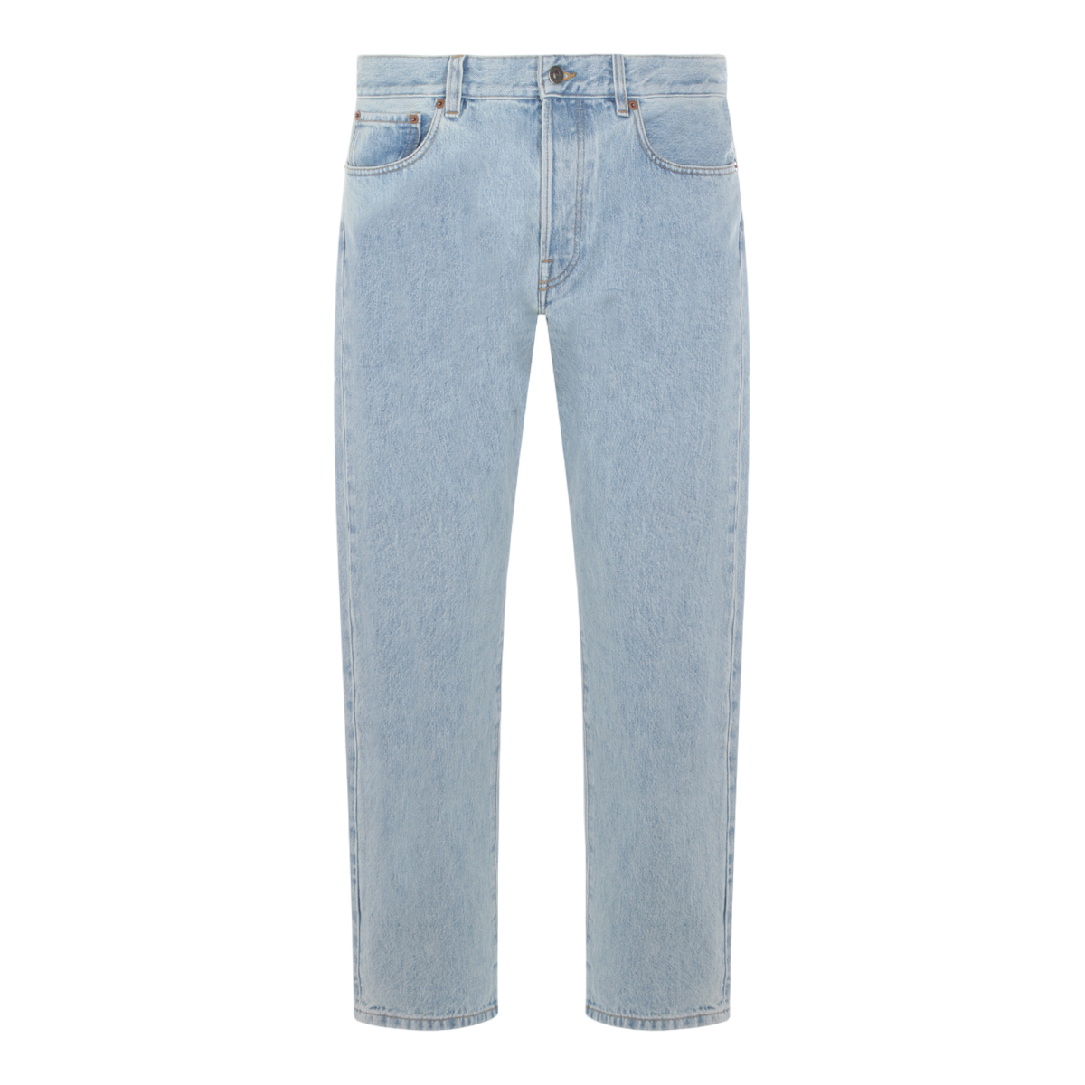 Valentino Light Blue Straight-Leg Jeans with Five-Pocket Design Grijs