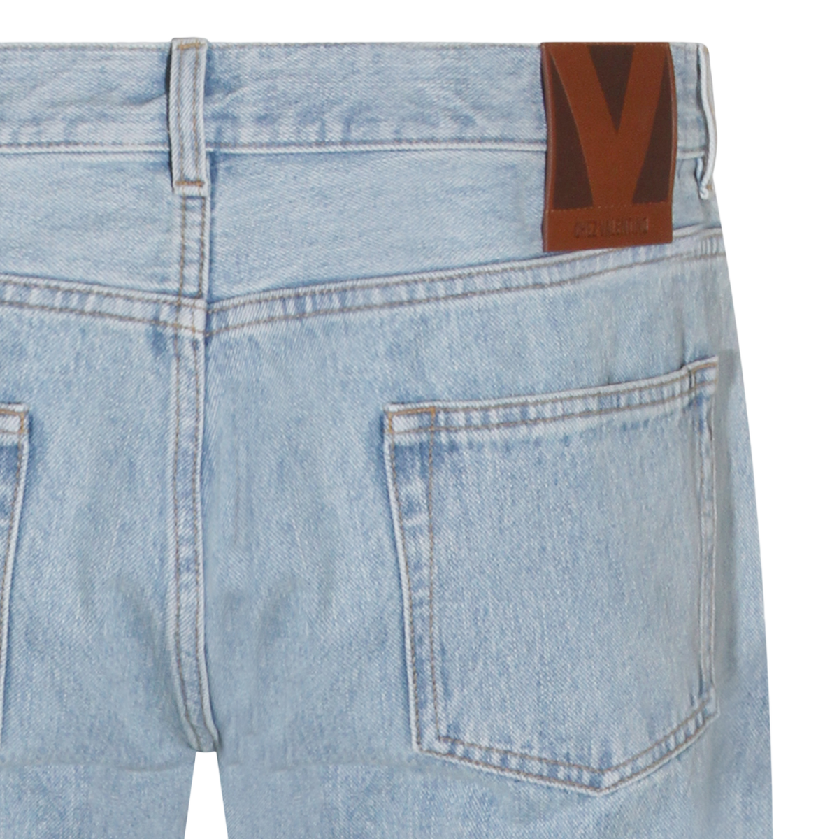 Valentino Light Blue Straight-Leg Jeans with Five-Pocket Design Grijs