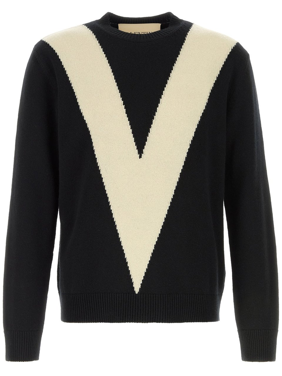 Valentino Knitted V-Shaped Pattern Pullover Sweater Zwart