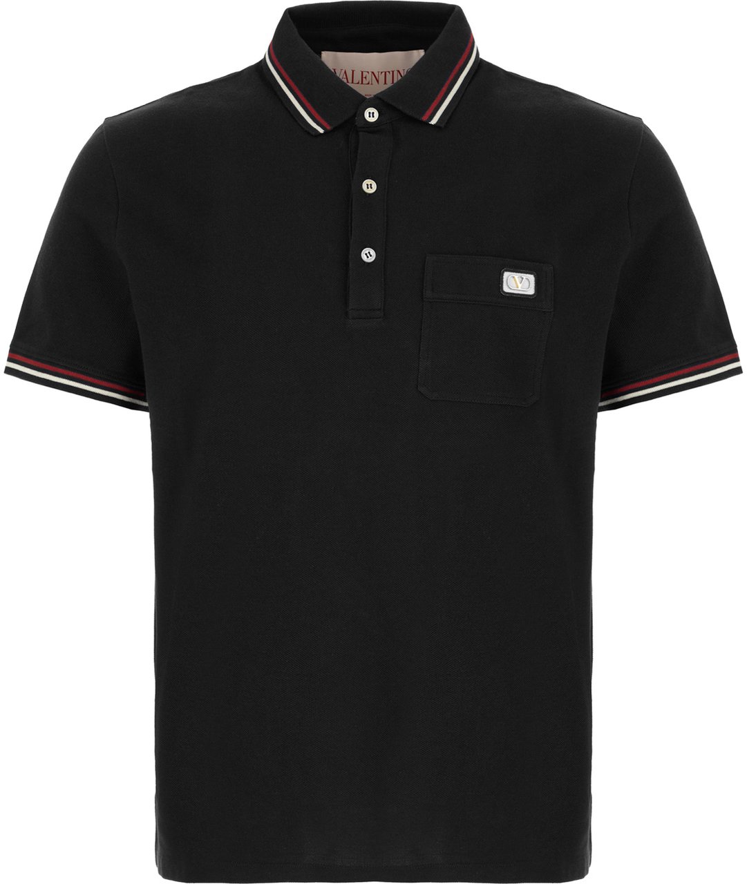 Valentino Valentino Garavani Black cotton polo shirt Zwart