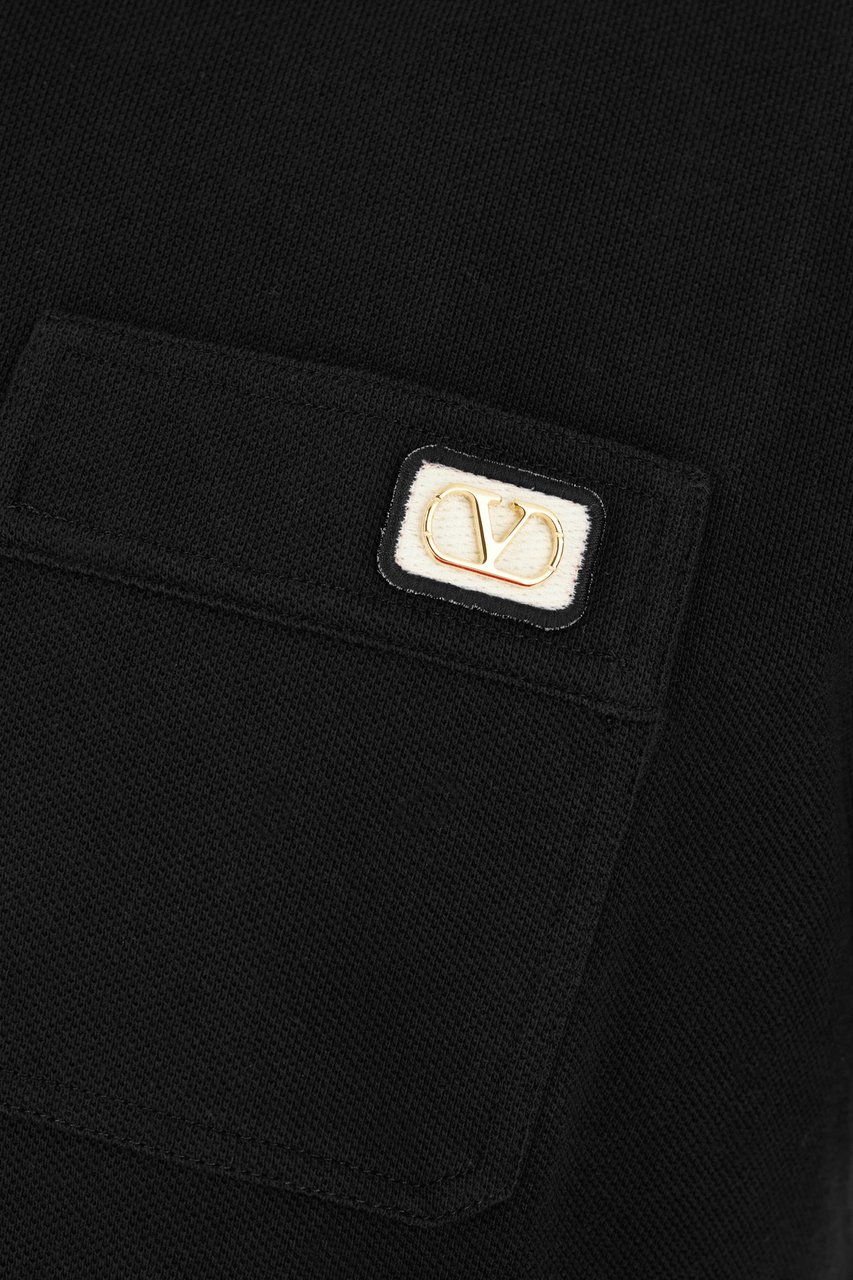 Valentino Valentino Garavani Black cotton polo shirt Zwart