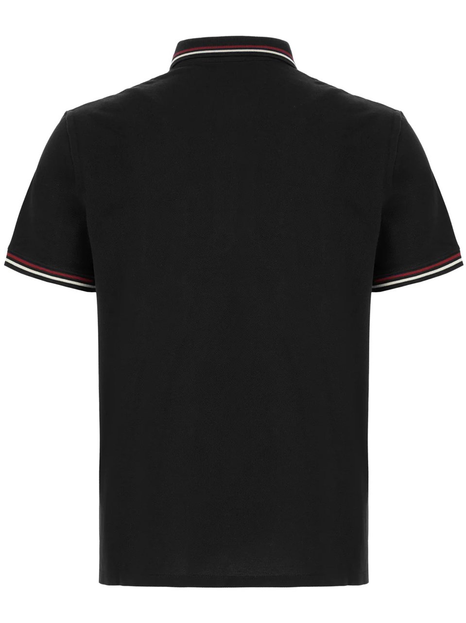 Valentino Black Short-Sleeve Striped Accent Cotton Polo Zwart
