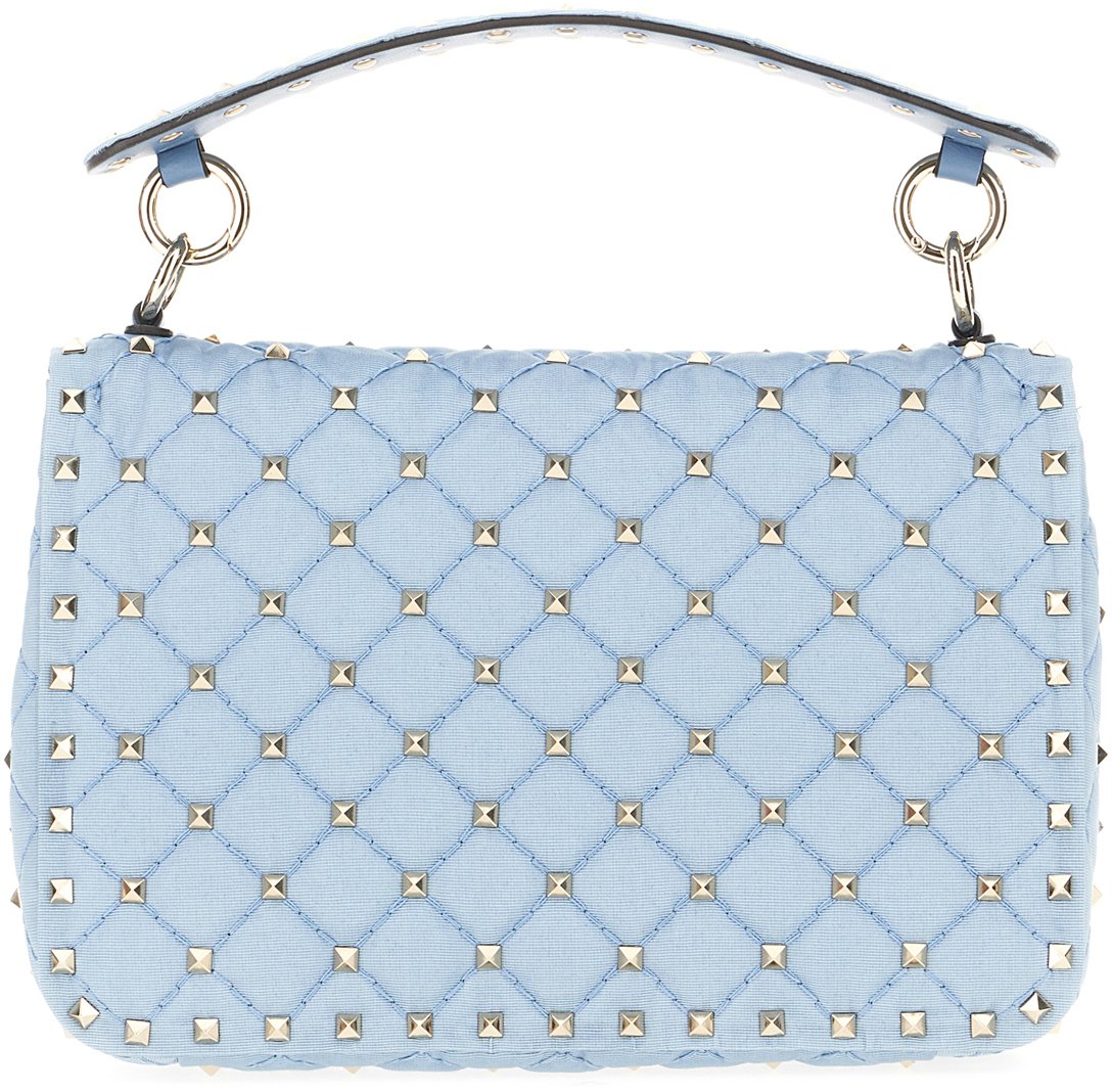 Valentino Garavani Light blue fabric Rockstud handbag Lichtblauw