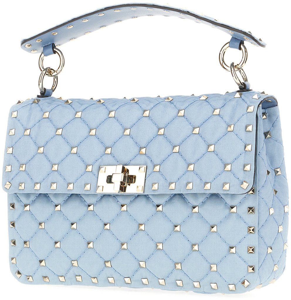 Valentino Garavani Light blue fabric Rockstud handbag Lichtblauw