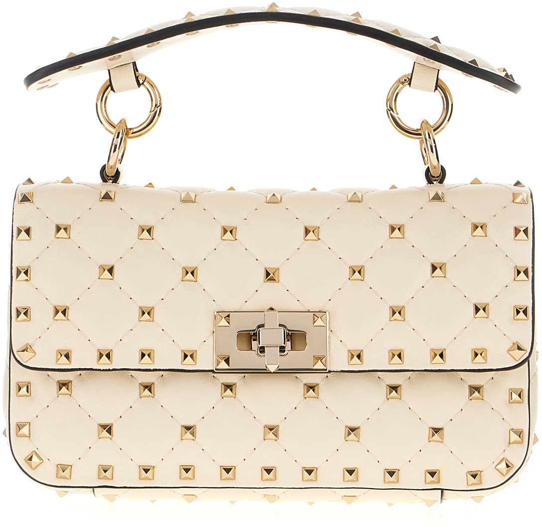 Valentino Valentino Garavani Ivory nappa leather small Rockstud Spike handbag Neutraal