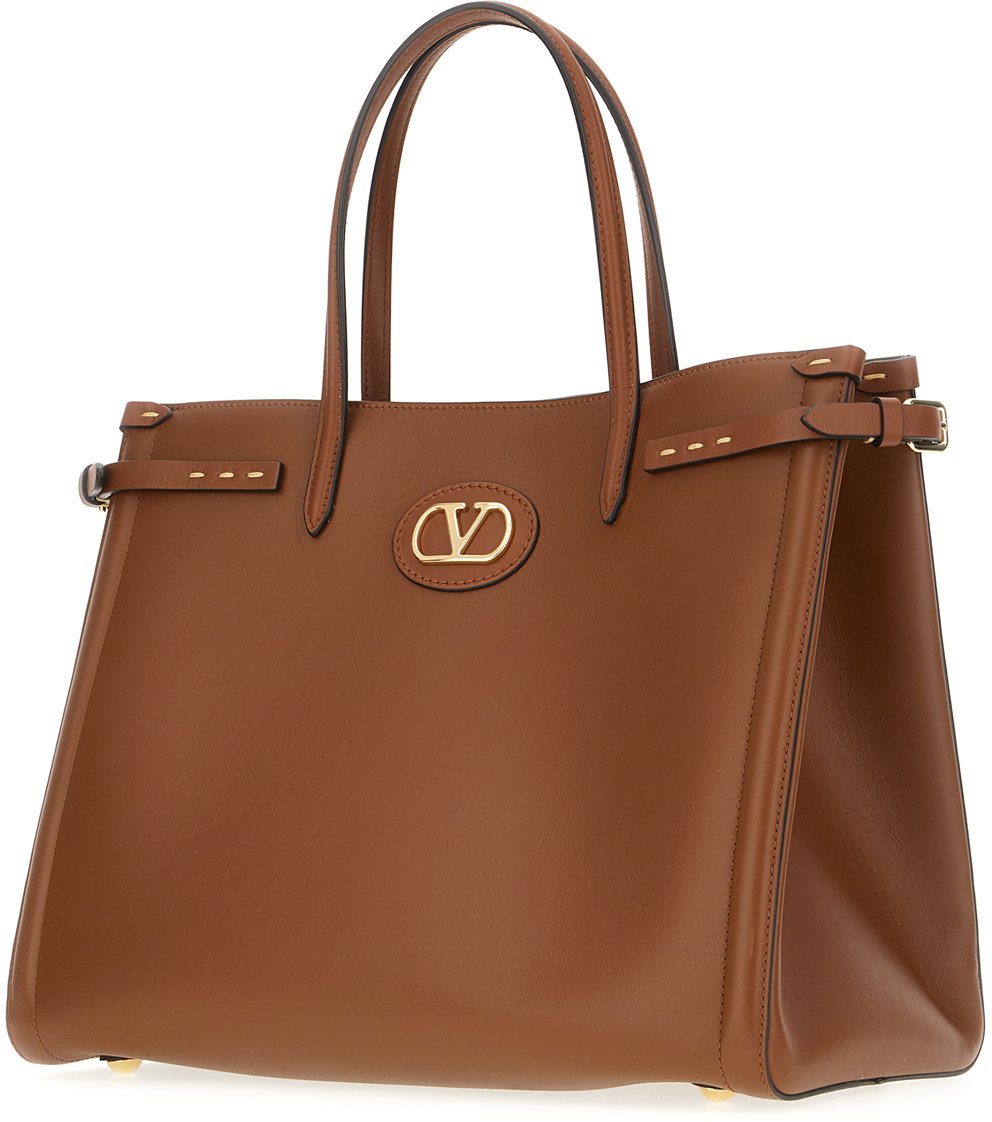 Valentino Garavani Brown leather VLogo Signature shopping bag Bruin