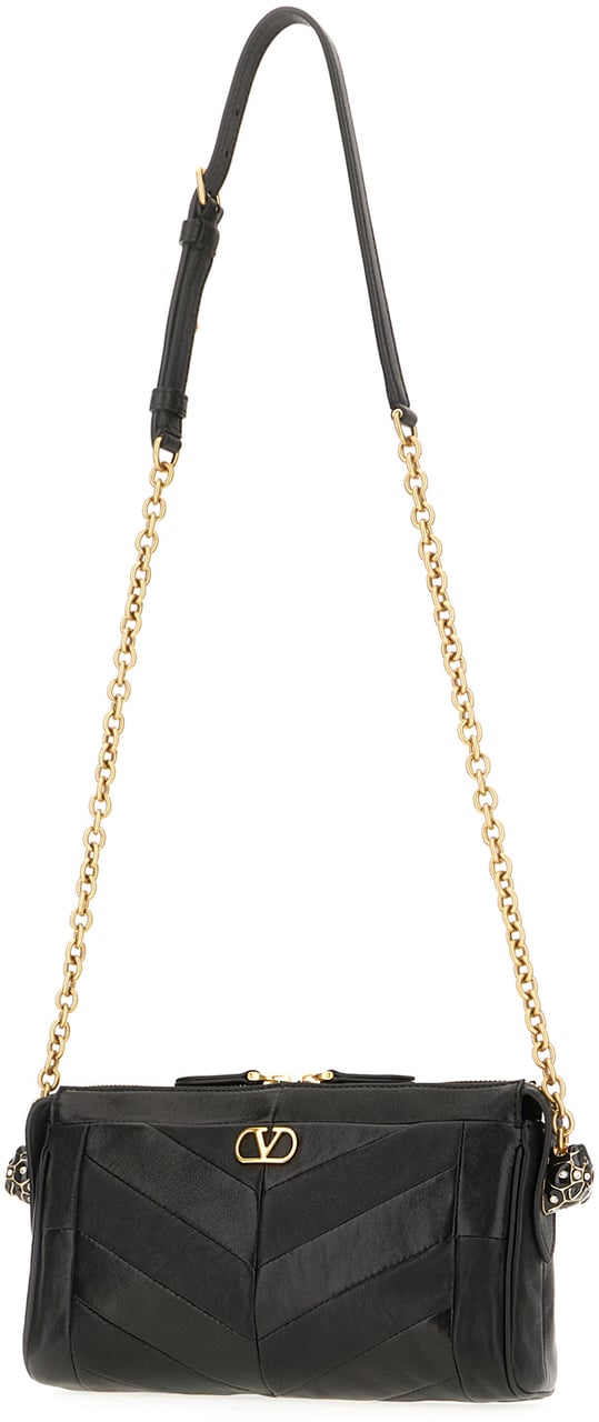 Valentino Valentino Garavani Black nappa leather small Panthea shoulder bag Zwart