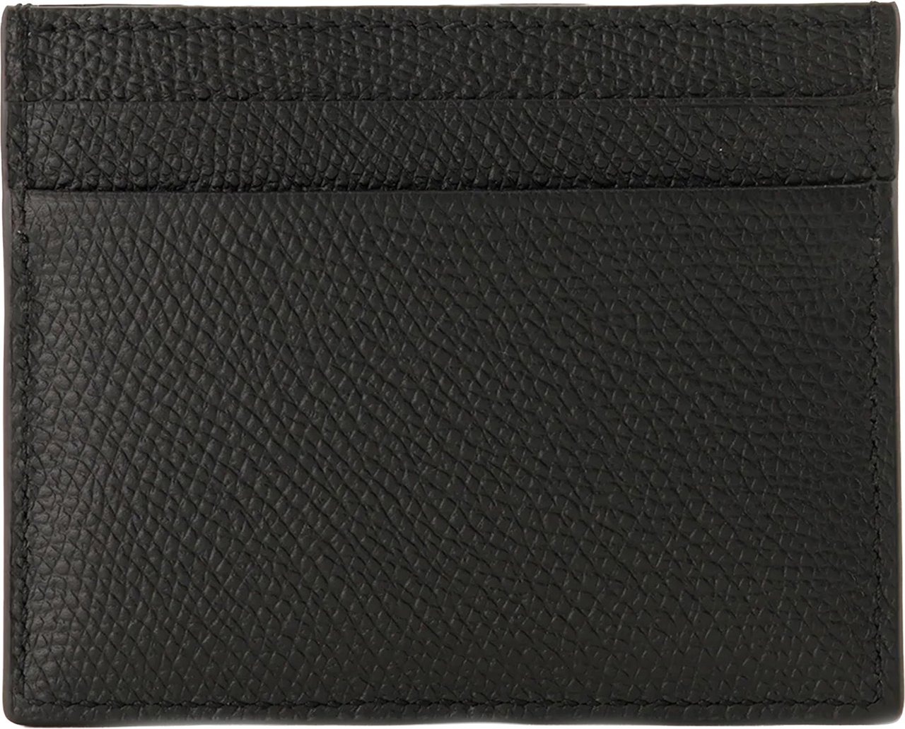 Valentino Black Vlogo Signature Textured Leather Case Zwart