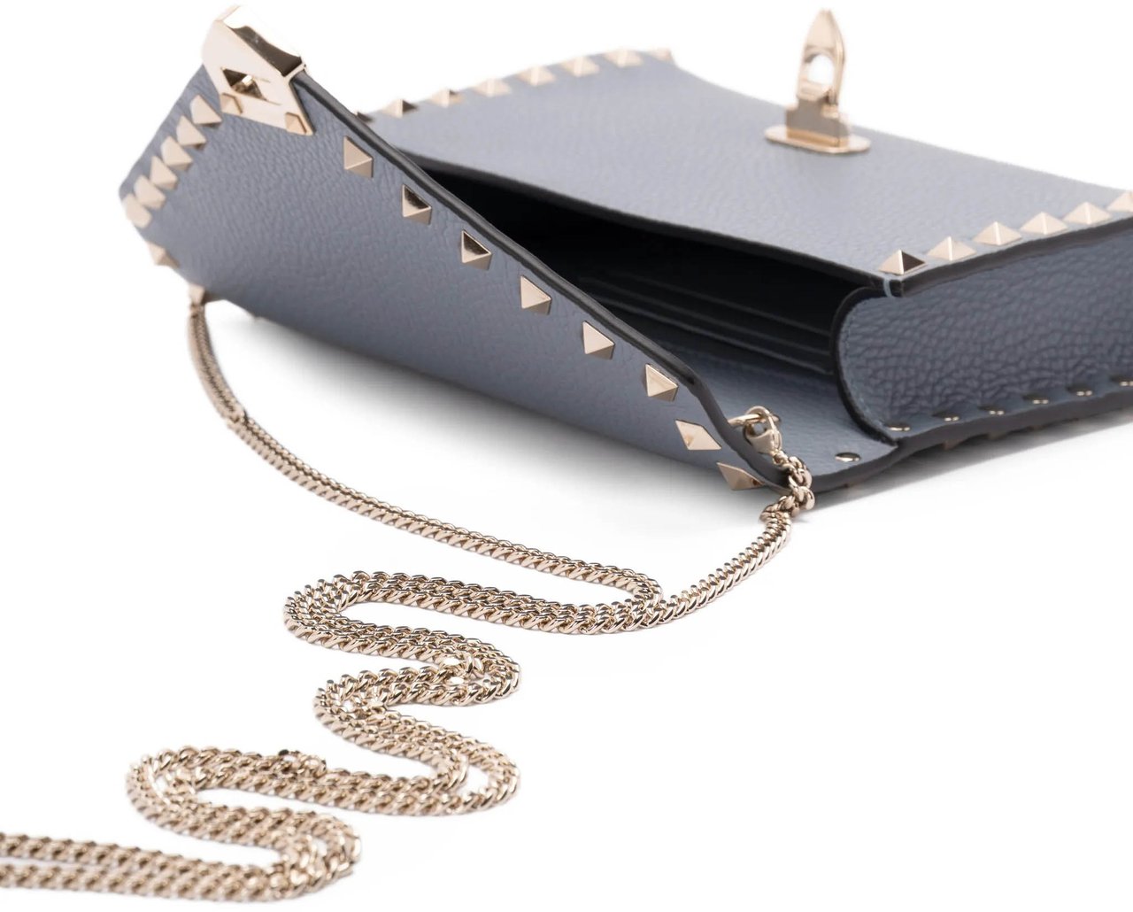 Valentino Blue Structured Studded Envelope Mini Bag Grijs