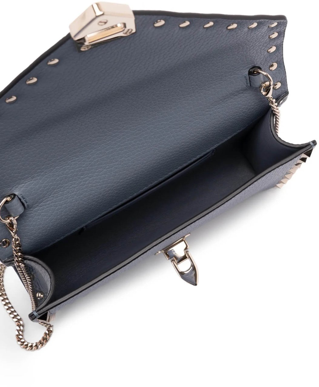 Valentino Blue Structured Studded Envelope Mini Bag Grijs