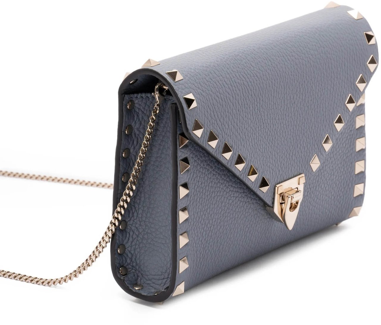 Valentino Blue Structured Studded Envelope Mini Bag Grijs