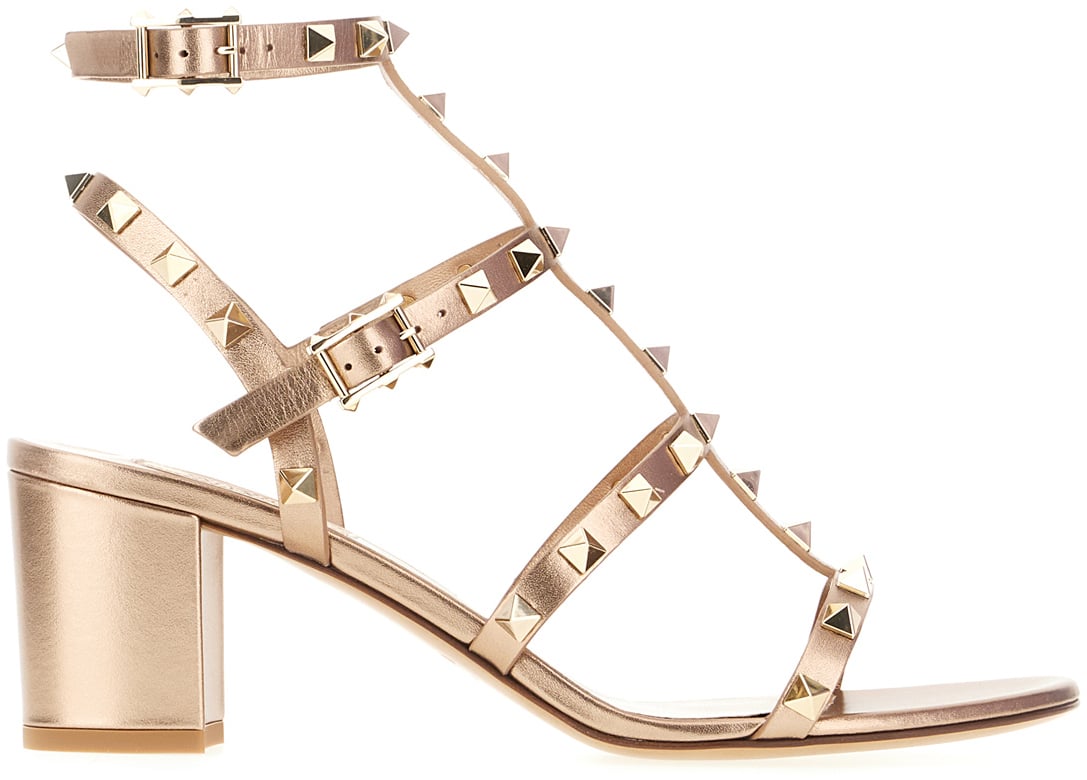 Valentino Valentino Garavani Gold pink leather sandals Metallic