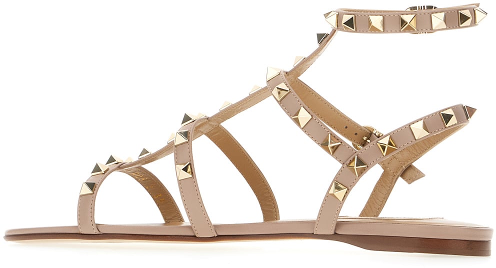 Valentino Valentino Garavani Antiqued pink leather sandals Roze