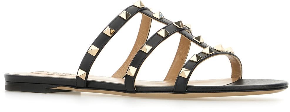 Valentino Valentino Garavani Black leather sandals Zwart