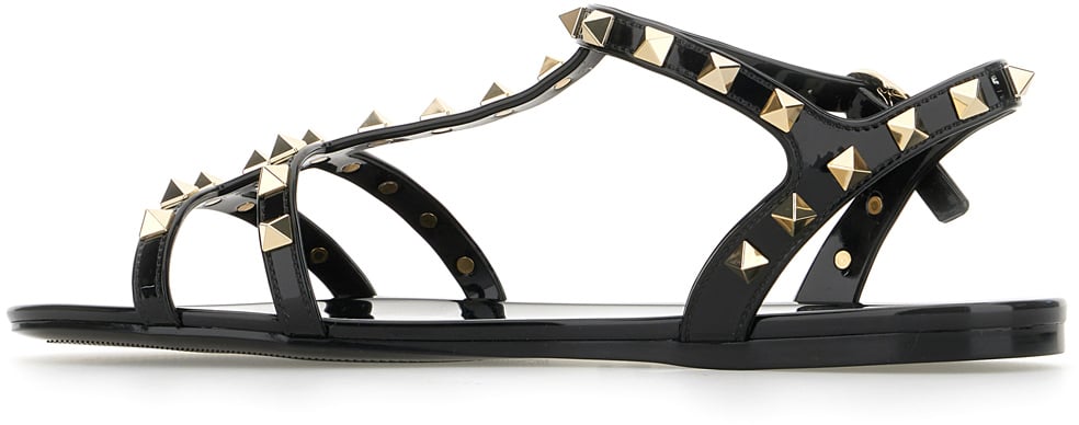 Valentino Valentino Garavani Black leather sandals Zwart