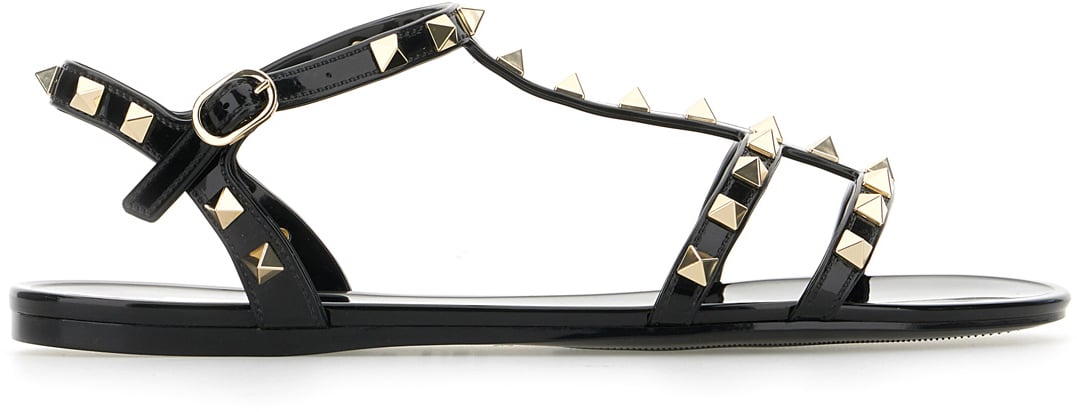 Valentino Valentino Garavani Black leather sandals Zwart