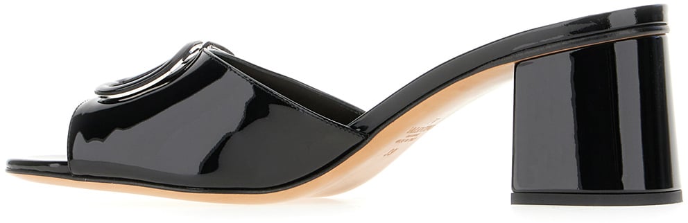Valentino Valentino Garavani Black leather Slide mules Zwart