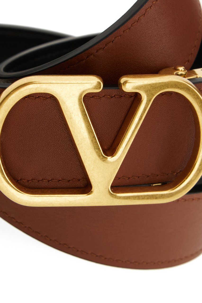 Valentino Valentino Garavani Black leather reversible belt Zwart