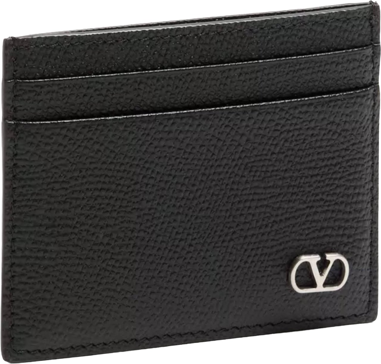 Valentino Card Holder Vlogo Signature Leather Case Zwart