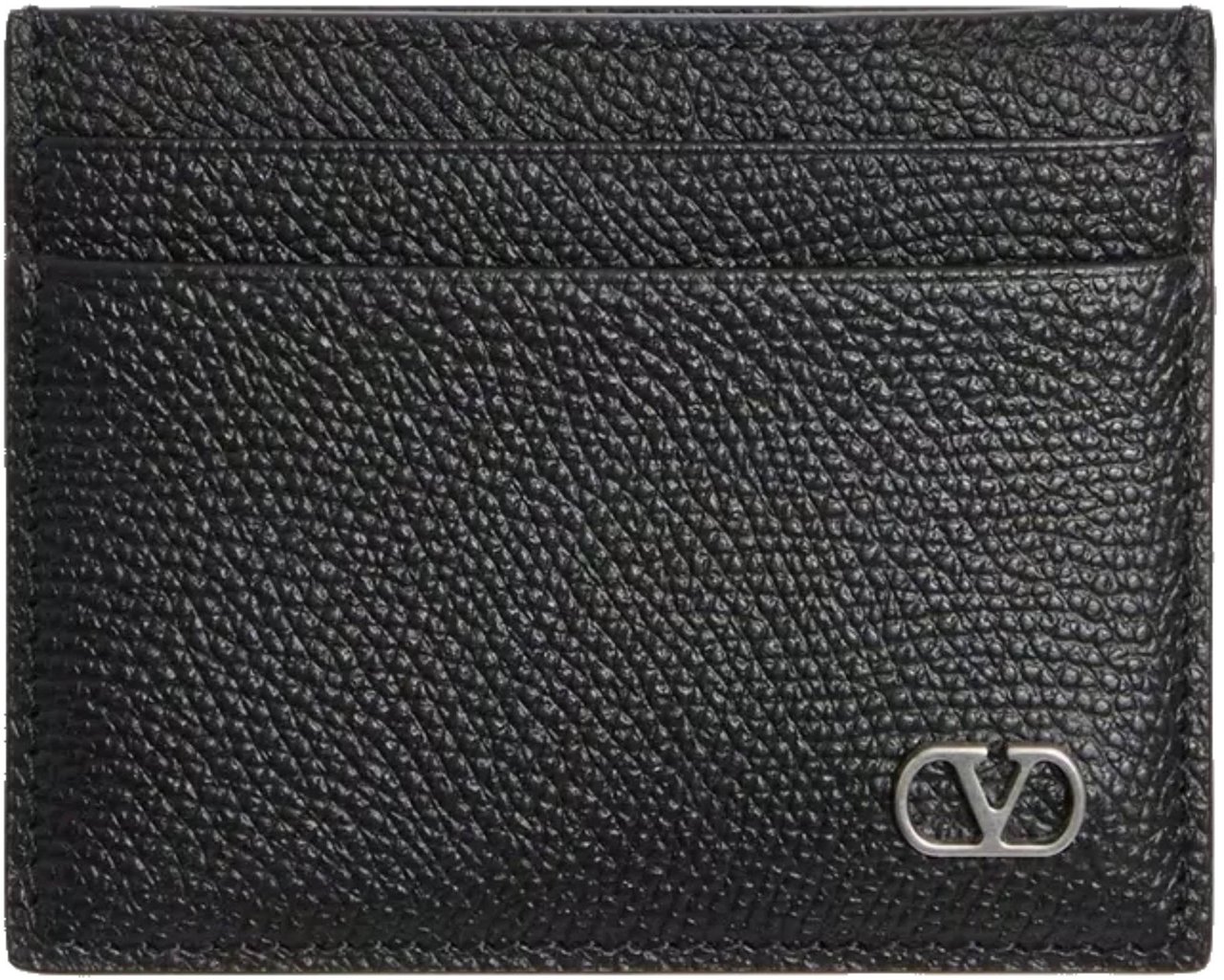 Valentino Card Holder Vlogo Signature Leather Case Zwart