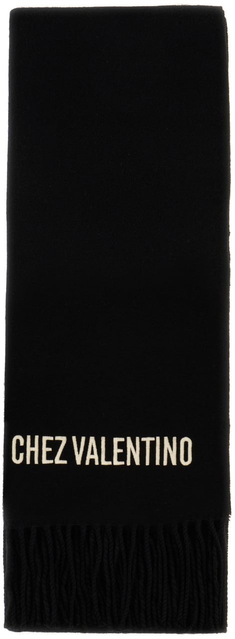 Valentino Valentino Garavani Black wool scarf Zwart
