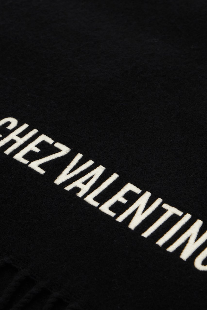 Valentino Valentino Garavani Black wool scarf Zwart