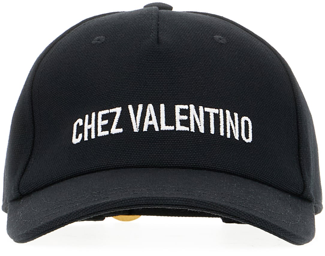 Valentino Valentino Garavani Black cotton baseball cap Zwart