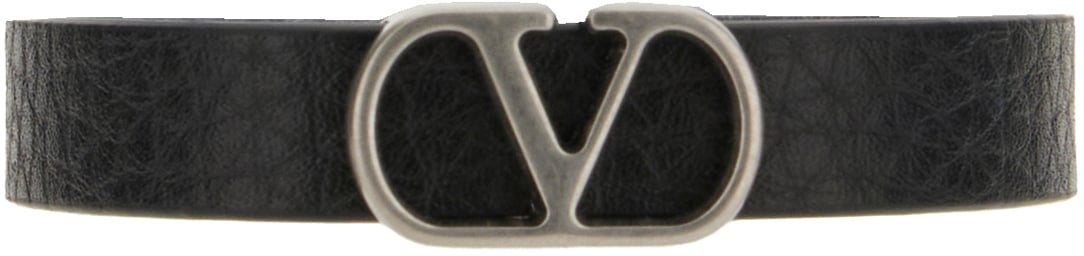 Valentino Valentino Garavani Black leather bracelet Zwart