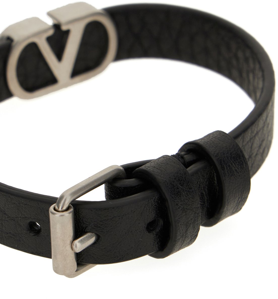 Valentino Valentino Garavani Black leather bracelet Zwart