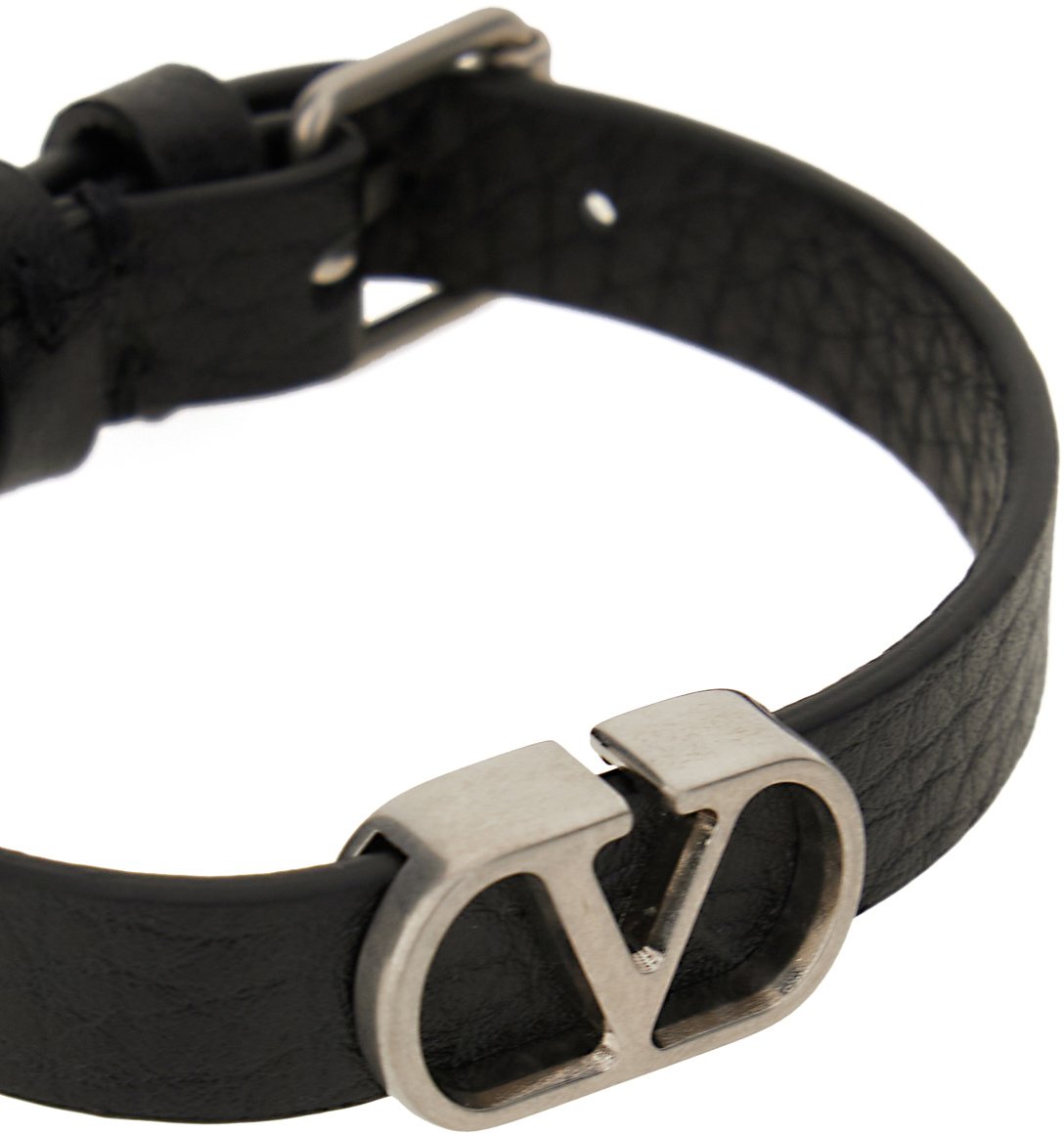 Valentino Valentino Garavani Black leather bracelet Zwart