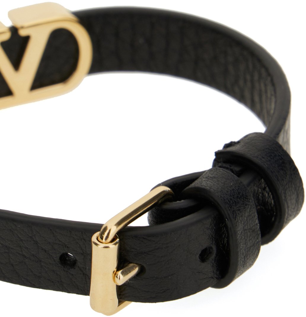 Valentino Valentino Garavani Black leather bracelet Zwart