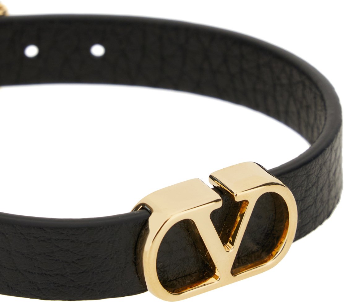 Valentino Valentino Garavani Black leather bracelet Zwart