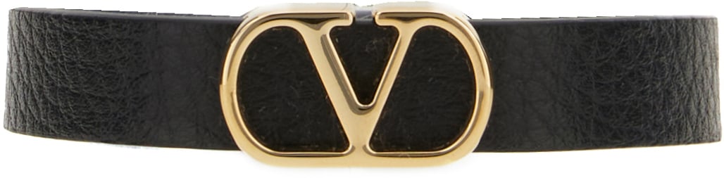 Valentino Valentino Garavani Black leather bracelet Zwart