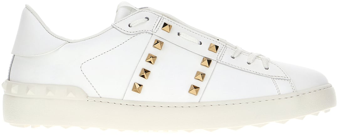 Valentino Valentino Garavani White leather Rockstud sneakers Wit