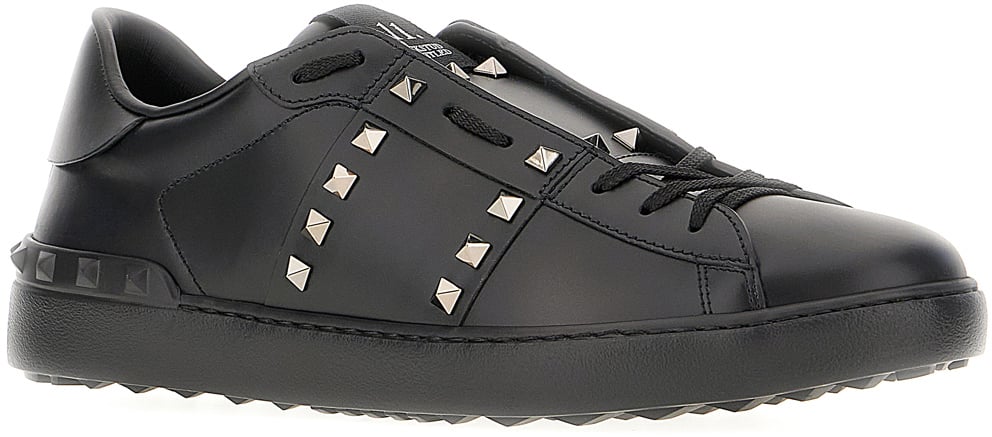 Valentino Valentino Garavani Black leather Rockstud sneakers Zwart