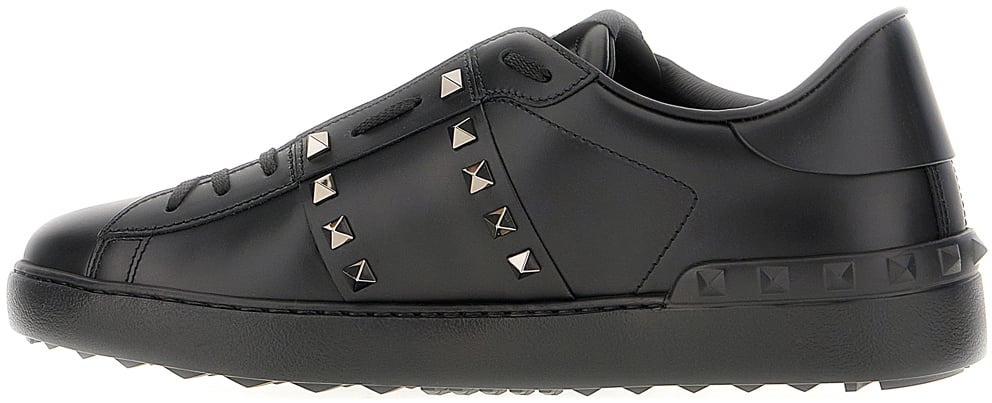 Valentino Valentino Garavani Black leather Rockstud sneakers Zwart