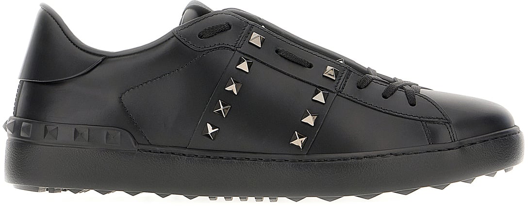 Valentino Valentino Garavani Black leather Rockstud sneakers Zwart