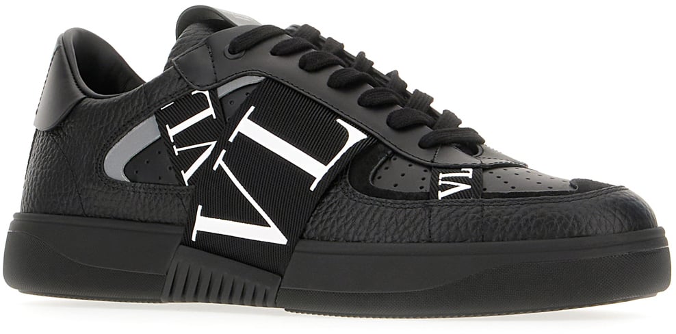 Valentino Valentino Garavani Black leather VLTN sneakers Zwart